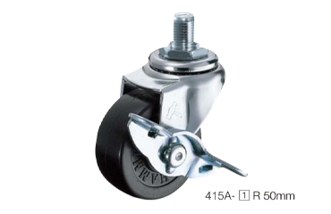 ハンマーキャスター 415A (φ40～75)(ねじ込み式・自在・ストッパー付)(1＝UNF・2＝ウイット・3＝ミリ細目)(crメッキ)